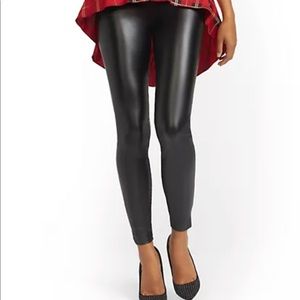 Faux-Leather High-Waisted Pull-On Slim-Leg Pant